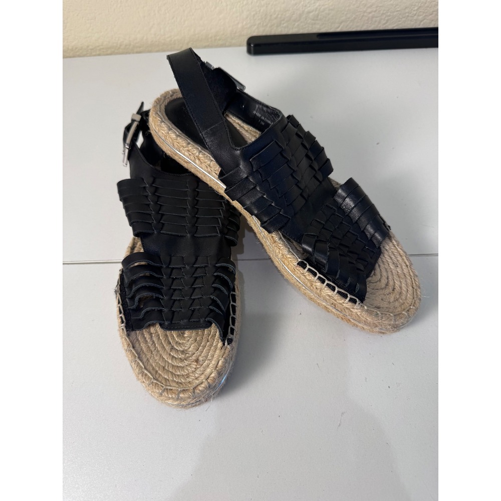 Rebecca Minkoff Espadrille Platform Sandals Women‎ 7.5 Leather Woven Minimalist